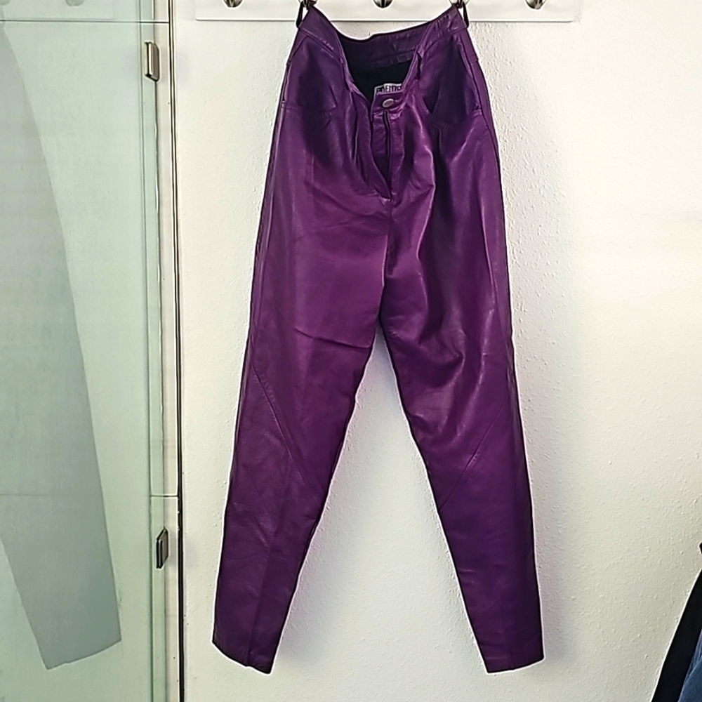 100% Leather Purple, Vintage Pants!